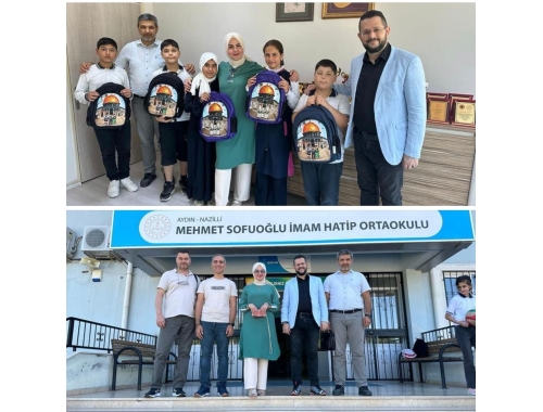 Mehmet Sofuoğlu İmam Hatip Ortaokulunda 70 Yavrumuza “Gözümün Nuru Kudüs” Baskılı Okul Çantası Hediye Ettik